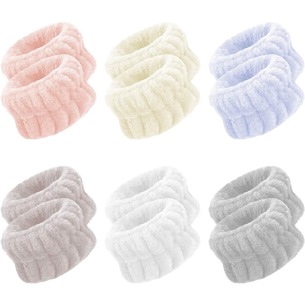 6 pairs of microfiber towel wrist bands for washing face